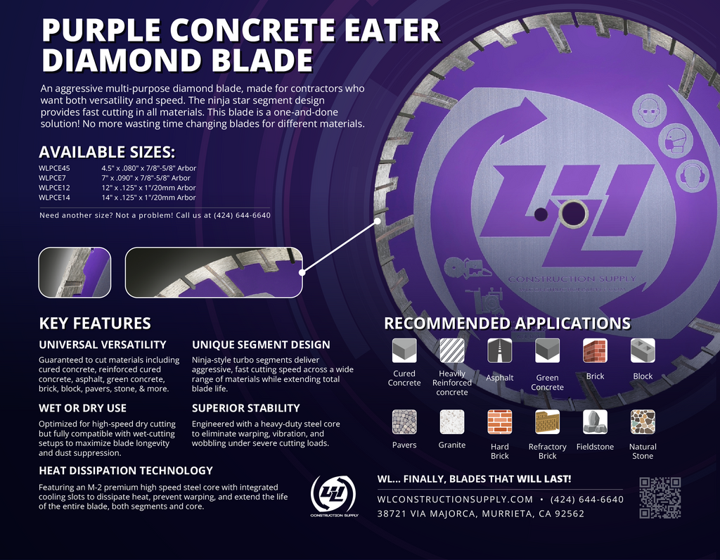 PURPLE CONCRETE EATER DIAMOND BLADE