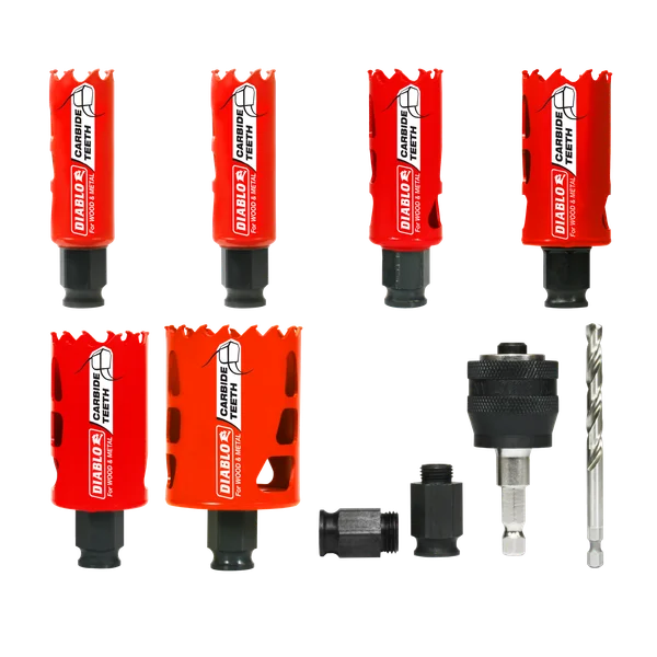 DIABLO CARBIDE TIPPED HOLE SAW KIT - 9pcs