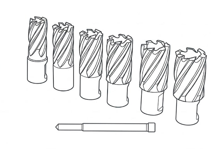 TIALN COATED ANNULAR CUTTERS - 7PC KIT